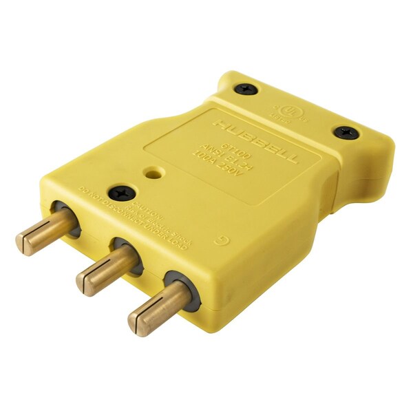 Pin & Sleeve Receptacle, 100 A, 250V AC, Screw Terminals Wire Connection Type Yellow